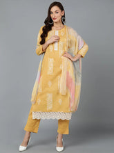 Silk Blend Yellow Straight Kurta Pant With-VKSKD1833